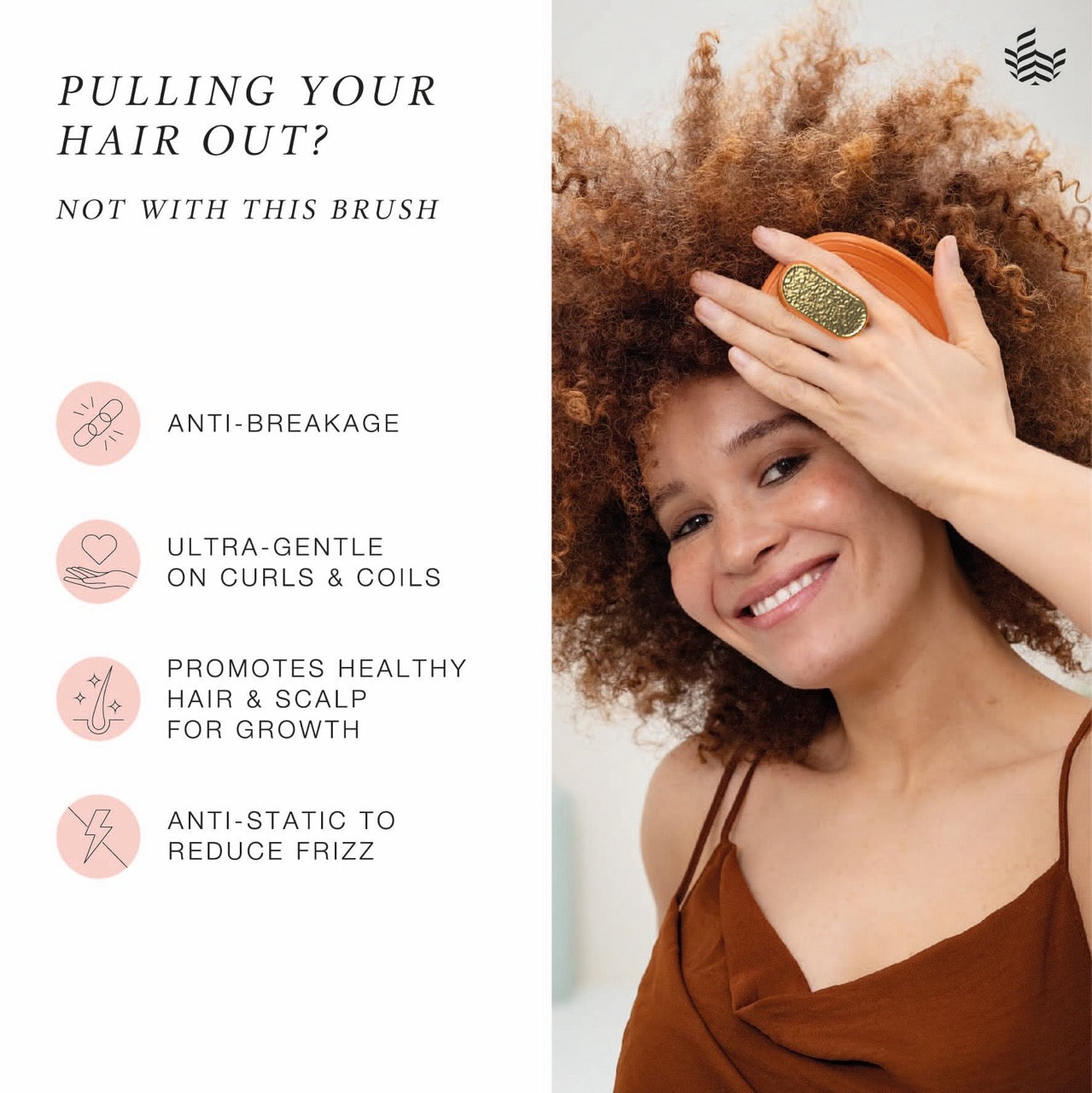 Manta Curls Healthy Hair & Scalp Brush Amber Orange